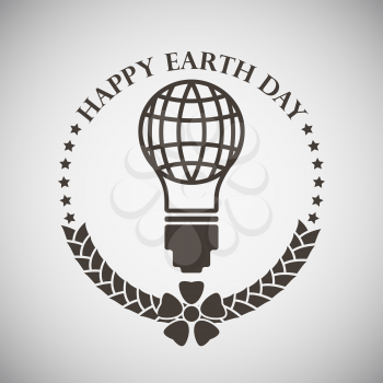 Earth day emblem with planet inside electric bulb. Vector illustration. 