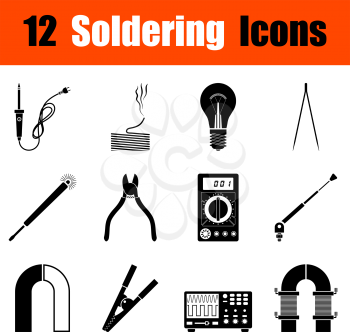 Set of twelve soldering  black icons. Vector illustration.