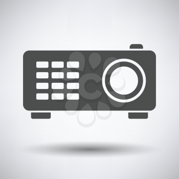 Video projector icon on gray background with round shadow. Vector illustration.