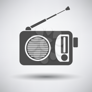 Radio icon on gray background with round shadow. Vector illustration.