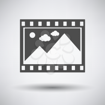 Film frame icon on gray background with round shadow. Vector illustration.