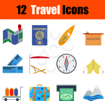 Flat design travel icon set in ui colors. Vector illustration.