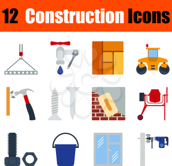 Flat design construction icon set in ui colors. Vector illustration.
