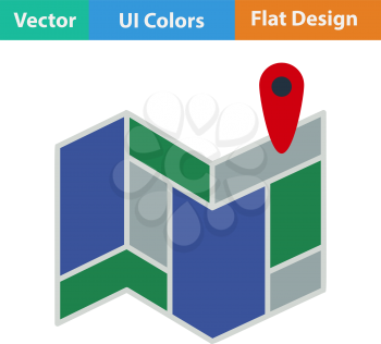 Flat design icon of navigation map scheme in ui colors. Vector illustration.