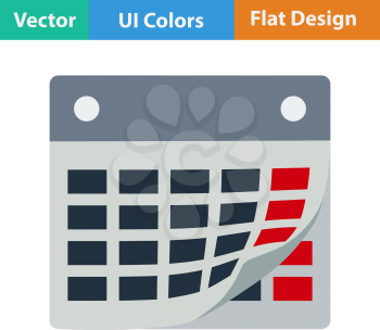 Flat design icon of calendar with bent page  in ui colors. Vector illustration.