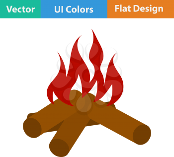 Flat design icon of camping fire  in ui colors. Vector illustration.