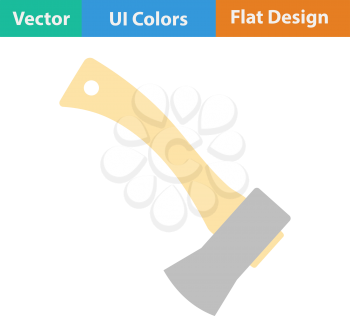 Flat design icon of camping axe in ui colors. Vector illustration.