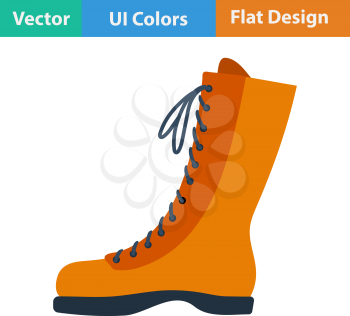 Flat design icon of hiking boot in ui colors. Vector illustration.