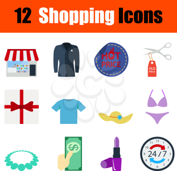 Flat design shopping icon set in ui colors. Vector illustration.