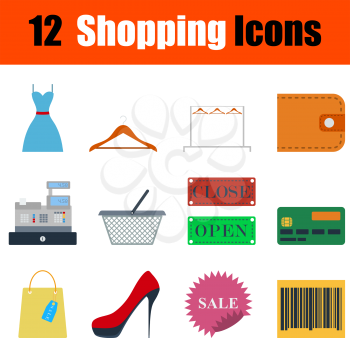 Flat design shopping icon set in ui colors. Vector illustration.