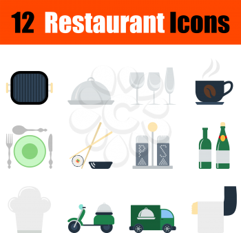 Flat design restaurant icon set in ui colors. Vector illustration.