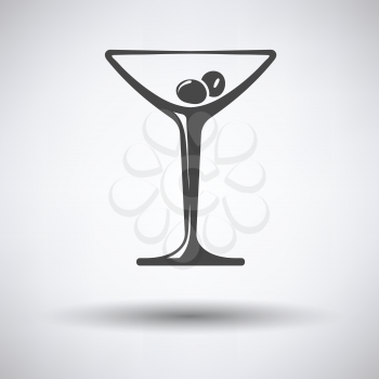 Cocktail glass icon on gray background with round shadow. Vector illustration.