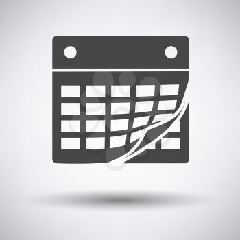 Calendar icon on gray background with round shadow. Vector illustration.