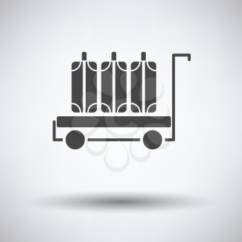 Luggage cart icon on gray background with round shadow. Vector illustration.