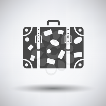 Suitcase icon on gray background with round shadow. Vector illustration.