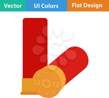 Flat design icon of ammo from hunting gun in ui colors. Vector illustration.