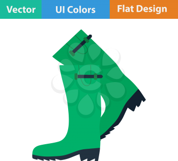 Flat design icon of hunter's rubber boots in ui colors. Vector illustration.