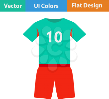 Flat design icon of football uniform in ui colors. Vector illustration.