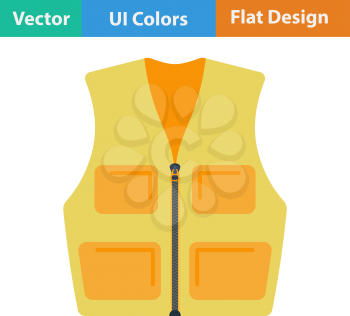 Flat design icon of hunter vest in ui colors. Vector illustration.