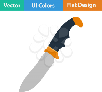 Flat design icon of hunting knife ui colors. Vector illustration.