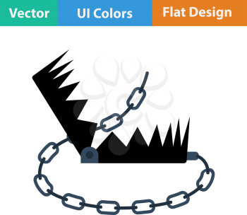 Flat design icon of bear hunting trap in ui colors. Vector illustration.