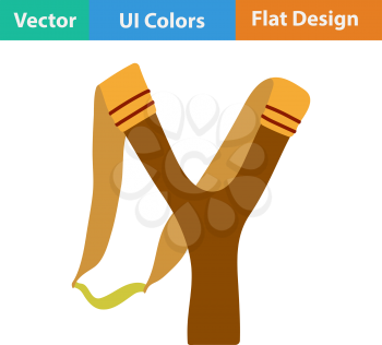 Flat design icon of hunting  slingshot in ui colors. Vector illustration.