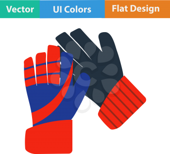 Flat design icon of football   goalkeeper gloves in ui colors. Vector illustration.