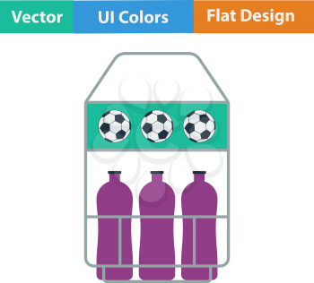 Flat design icon of football field bottle container in ui colors. Vector illustration.