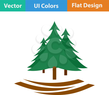 Flat design icon of fir forest in ui colors. Vector illustration.