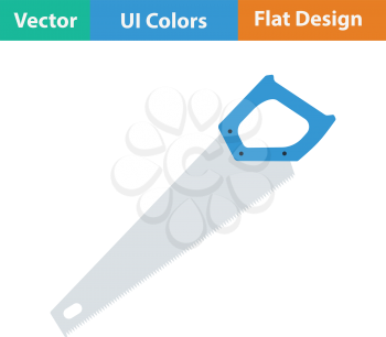 Flat design icon of hand saw in ui colors. Vector illustration.