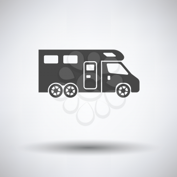 Camping family caravan  icon on gray background with round shadow. Vector illustration.