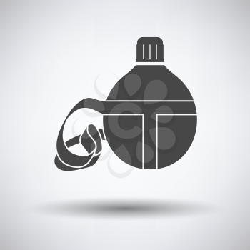 Touristic flask  icon on gray background with round shadow. Vector illustration.