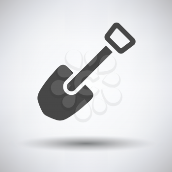Camping shovel icon on gray background with round shadow. Vector illustration.