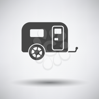 Camping family caravan car  icon on gray background with round shadow. Vector illustration.