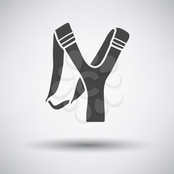 Hunting  slingshot  icon on gray background with round shadow. Vector illustration.