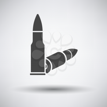 Rifle ammo icon on gray background with round shadow. Vector illustration.