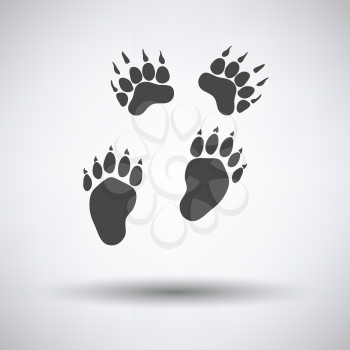 Bear trails  icon on gray background with round shadow. Vector illustration.