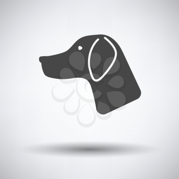 Hunting dog had  icon on gray background with round shadow. Vector illustration.