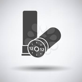 Ammo from hunting gun icon on gray background with round shadow. Vector illustration.