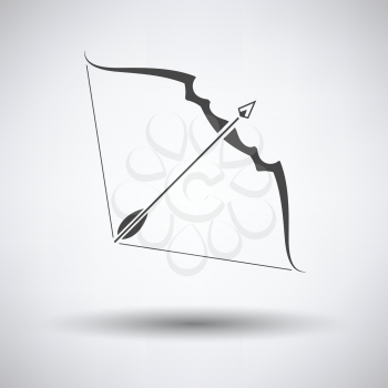Bow and arrow icon on gray background with round shadow. Vector illustration.
