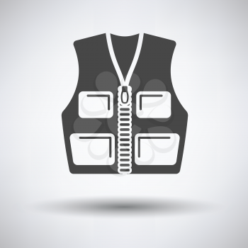 Hunter vest icon on gray background with round shadow. Vector illustration.