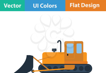 Flat design icon of Construction bulldozer in ui colors. Vector illustration.
