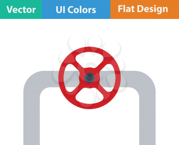 Flat design icon of Pipe with valve in ui colors. Vector illustration.