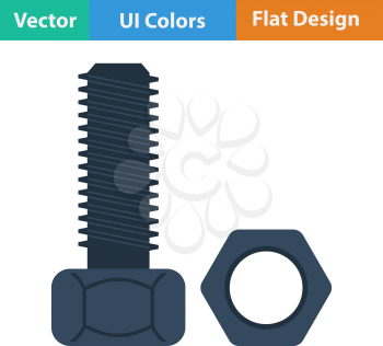 Flat design icon of bolt and nut in ui colors. Vector illustration.