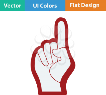 Fan foam hand with number one gesture icon. Flat design in ui colors. Vector illustration.