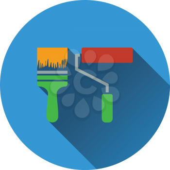 Icon of construction paint brushes. Flat design. Vector illustration.
