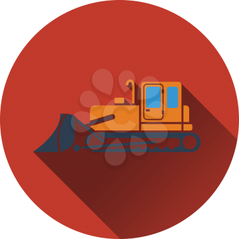 Icon of Construction bulldozer. Flat design. Vector illustration.
