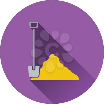 Icon of Construction shovel and sand. Flat design. Vector illustration.