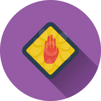 Icon of Warning hand. Flat design. Vector illustration.