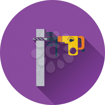 Icon of perforator drilling wall. Flat design. Vector illustration.